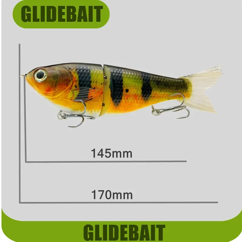 Cebo articulado de 145mm y 70g, Señuelos de Pesca Swimbait de cuerpo duro, aparejos de pesca de Lucio - imagen 3