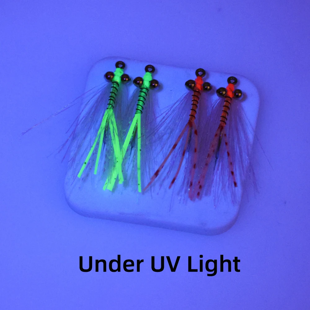 4PCS Chartreuse & Rose Crazy Charlie Fly Chainbead Eye # Señuelo de pesca con mosca de agua salada con 4 anzuelos de acero inoxidable para Tarpon Bonefish - imagen 5