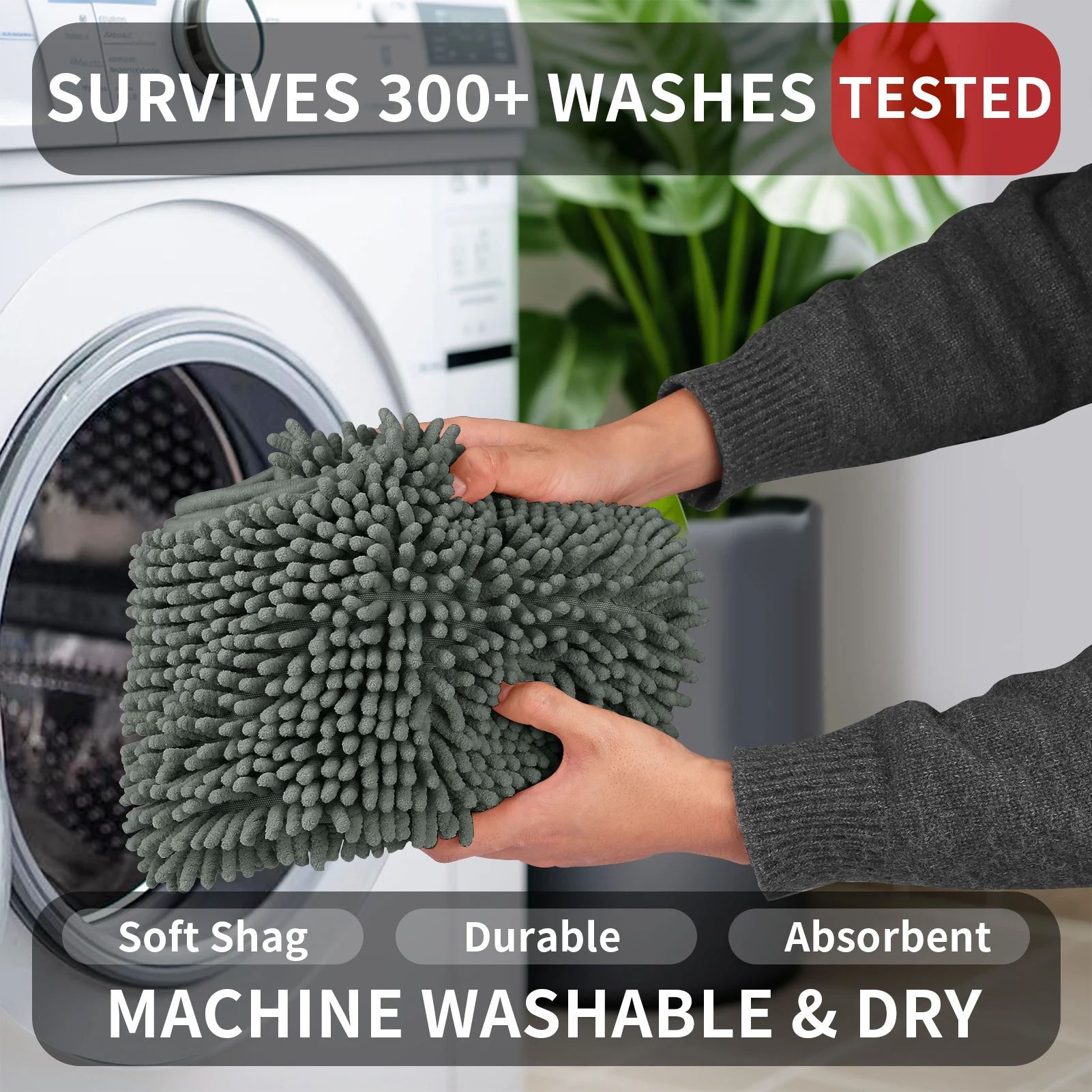 Detalle del lavado a máquina de los tapetes de baño
