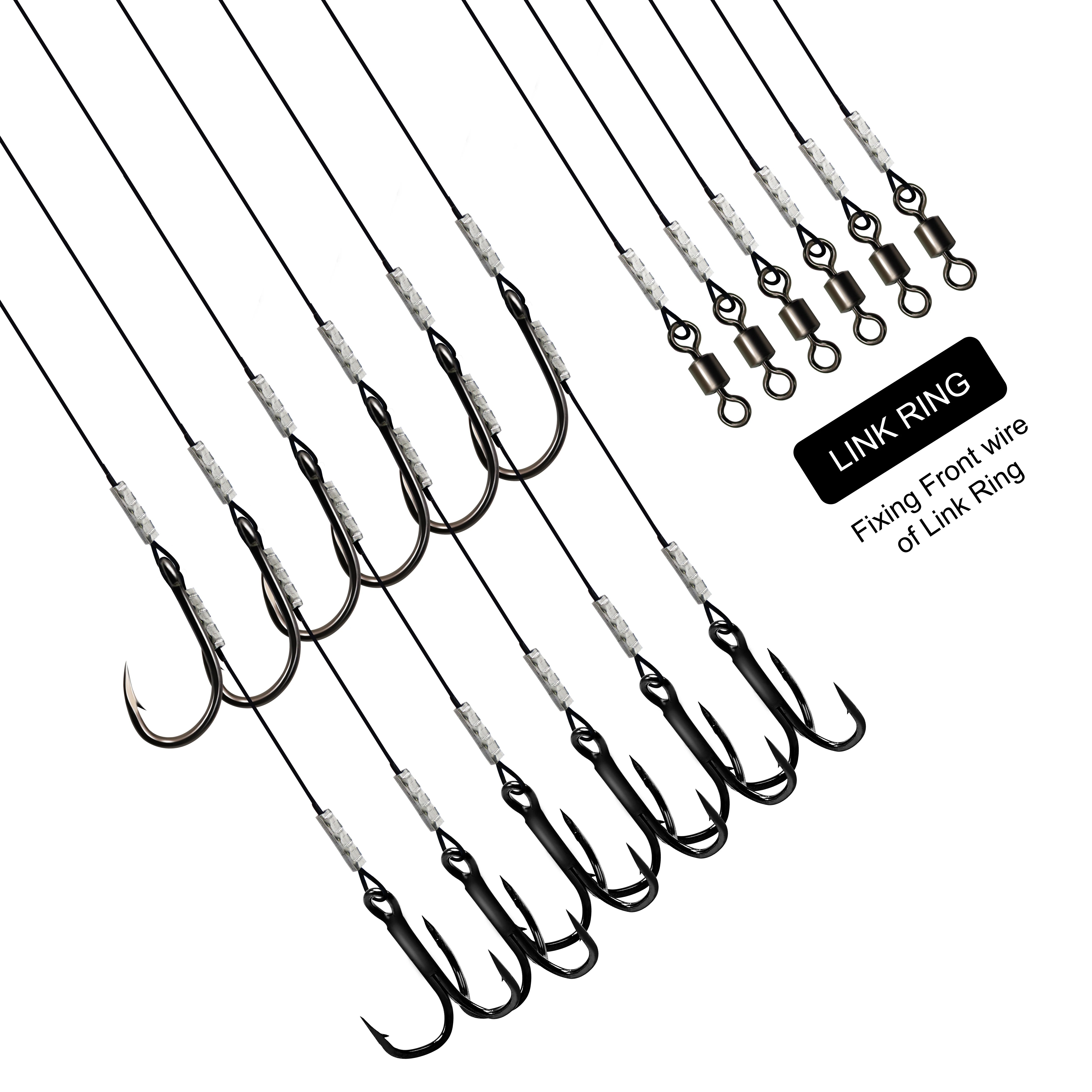 ZYZ-aparejos de pesca en el mar, cebo vivo con alambre de acero de 7 hebras, anzuelos individuales gruesos y anzuelos triples Bkk, aparejo de pesca Stinger - imagen 5