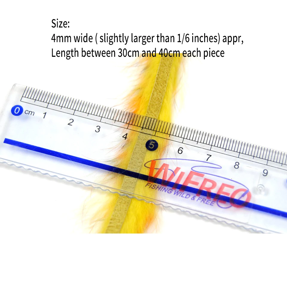 Tiras Zonker de conejo de corte Vertical, Material de atado de moscas de piel, Color naranja y azul Tigre, garras de cangrejo, 4mm, 6 piezas - imagen 2