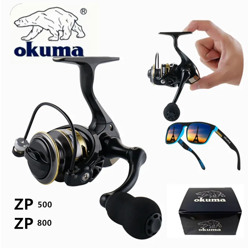 OkumaMini carrete serie 500/800 EVA Grip carrete de pesca ultraligero 12 + 1BB relación de engranaje de alta velocidad 5,2: 1 Mini carrete giratorio de Metal