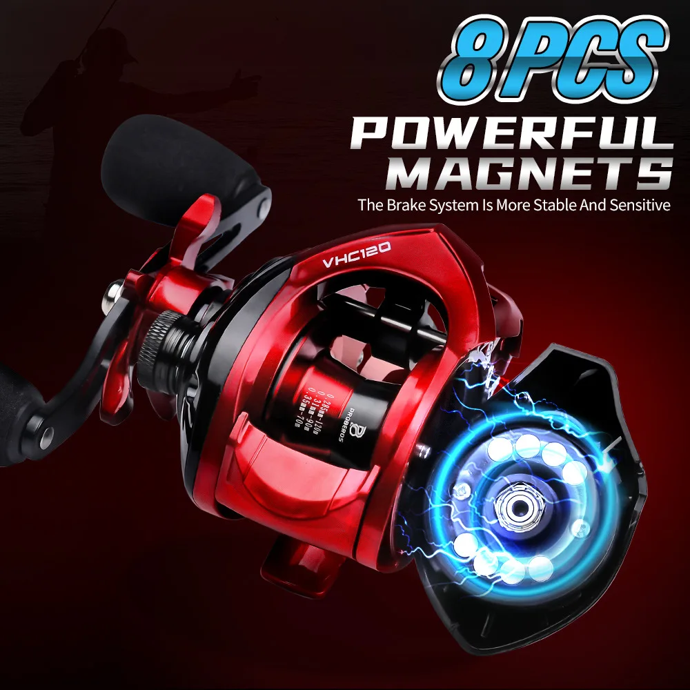 Carrete de Pesca Baitcasting 3 + 1BB 7,2: 1, relación de transmisión de 8Kg/17.6Lb, carrete de Pesca de arrastre máximo con carrete de Metal para Pesca de agua dulce y salada, nuevo - imagen 2