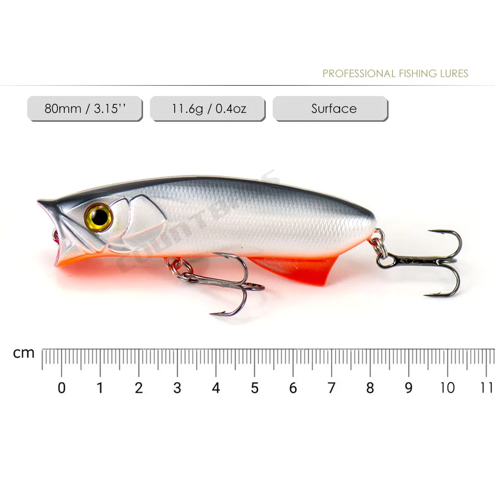 Señuelo Countbass Topwater 80 mm 3-5/32" 12 g 27/64 oz. Pesca flotante Hardbait Popper Superficie Leurres Plug Wobblers - imagen 2