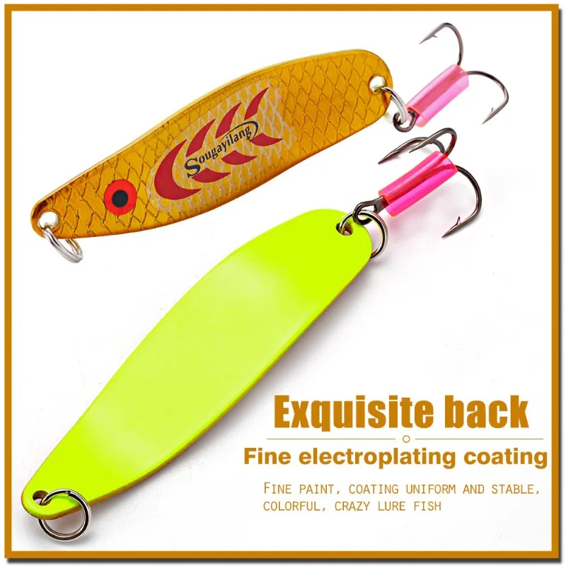 Sougayilang, 1 Uds., señuelo duro de Metal, cuchara giratoria, 5 colores, señuelo de Pesca 7,7 cm 21g, cebo Popper Artificial, manivela, cebo de tiburón, Pesca - imagen 3