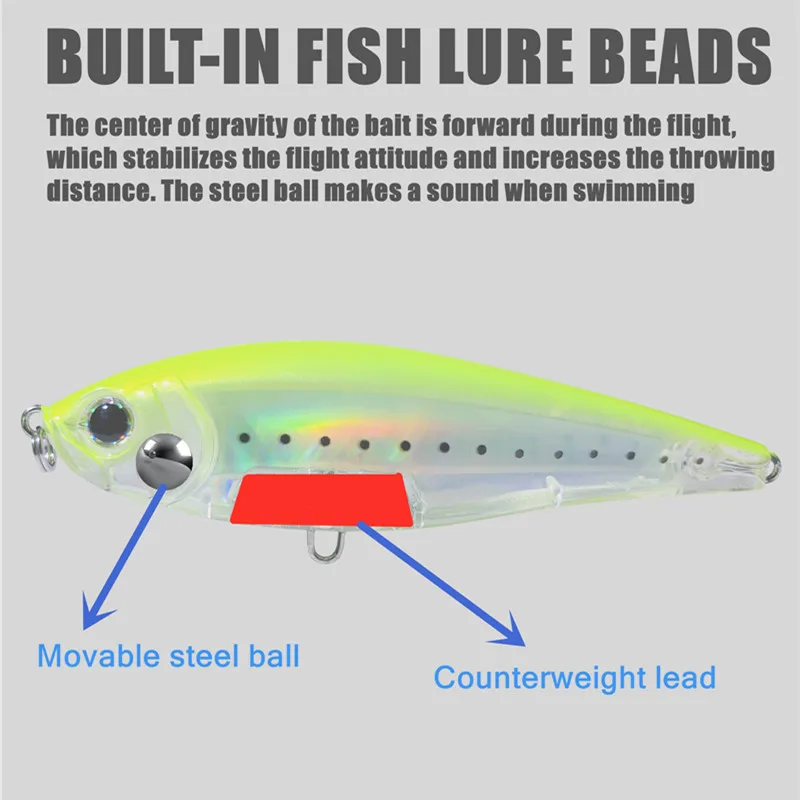 Señuelo 3D para Pesca en agua salada, cebo Artificial de 95mm y 17g para trucha, Wobblers - imagen 5