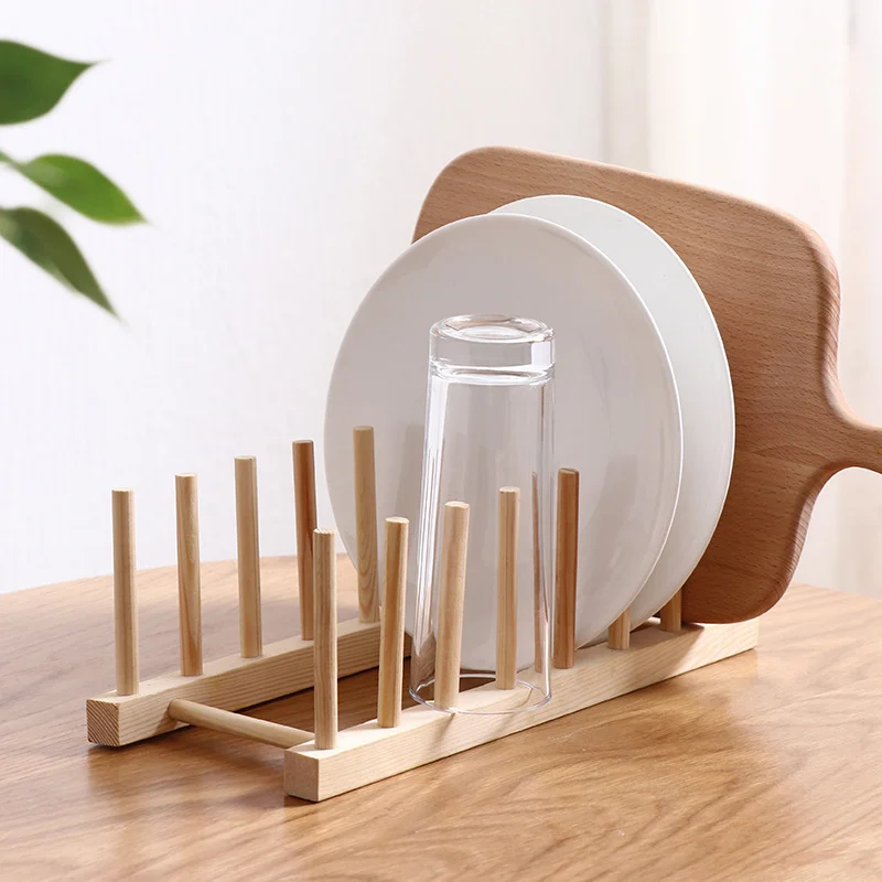 Armario DIY, escurridor de bambú, estante para platos de madera, estante para platos, organizador de cocina para platos/tableros de cortar/placas/vasos/tapa - imagen 2