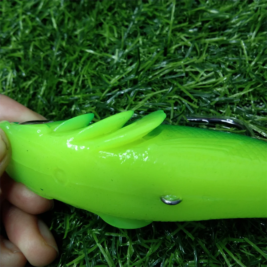 1 unidad de anzuelo con cabeza de anzuelo de 190mm y 98g, cebo suave de silicona, Señuelos de Pesca Wobblers, Swimbait de goma Artificial para sábalo, lubina, carpa, Leurre - imagen 5