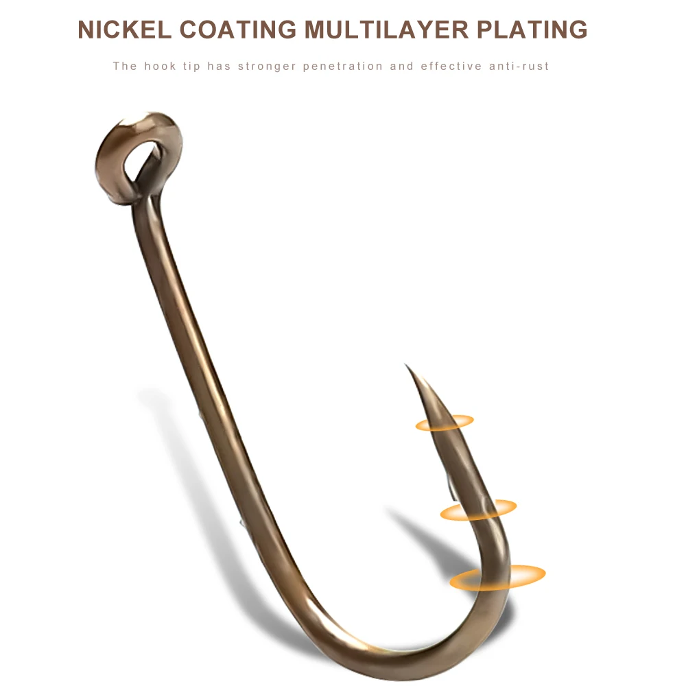 FTK-anzuelos de pesca Baitholder, 100 piezas, 7-10 #, cebo con púas, vástago hacia abajo, ojo Offset, círculo, plantilla de pesca de carpa, gusano, aparejos - imagen 4