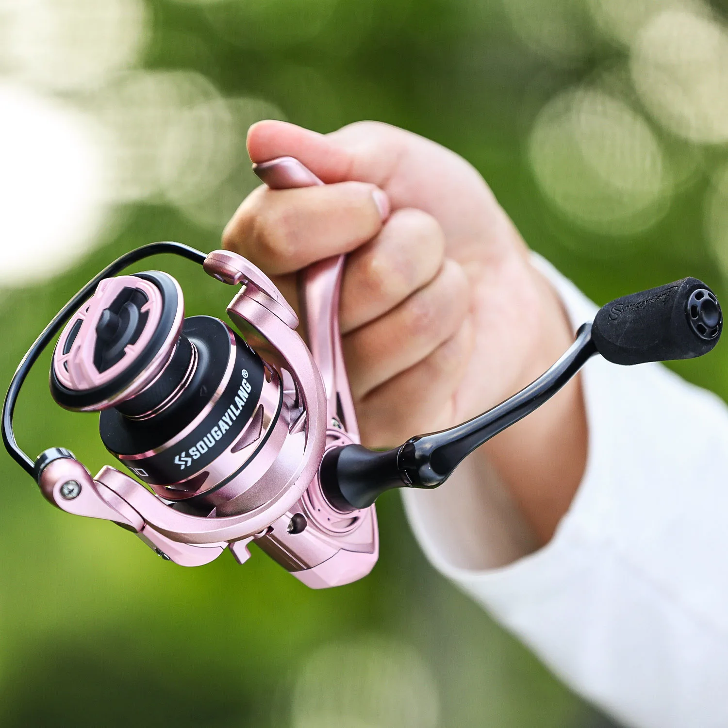 Carrete de pesca giratorio Sougayilang SH2000, carrete de aleación de aluminio, arrastre máximo de 10kg, relación de engranaje 5,2: 1, carrete de perca fresca para lubina - imagen 5