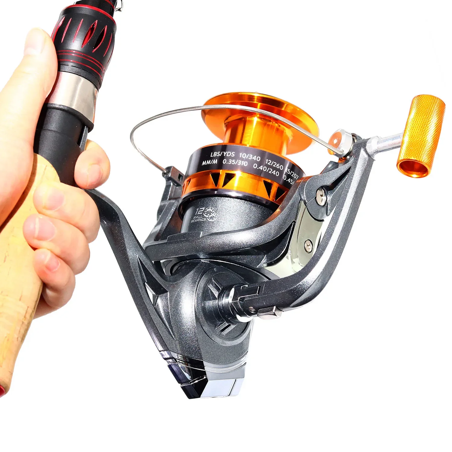 JOSBY-carrete de pesca giratorio superligero, engranaje de potencia de arrastre máximo de 12KG, 5,2: 1 para carpa de agua dulce de mar, aparejos de Metal - imagen 2