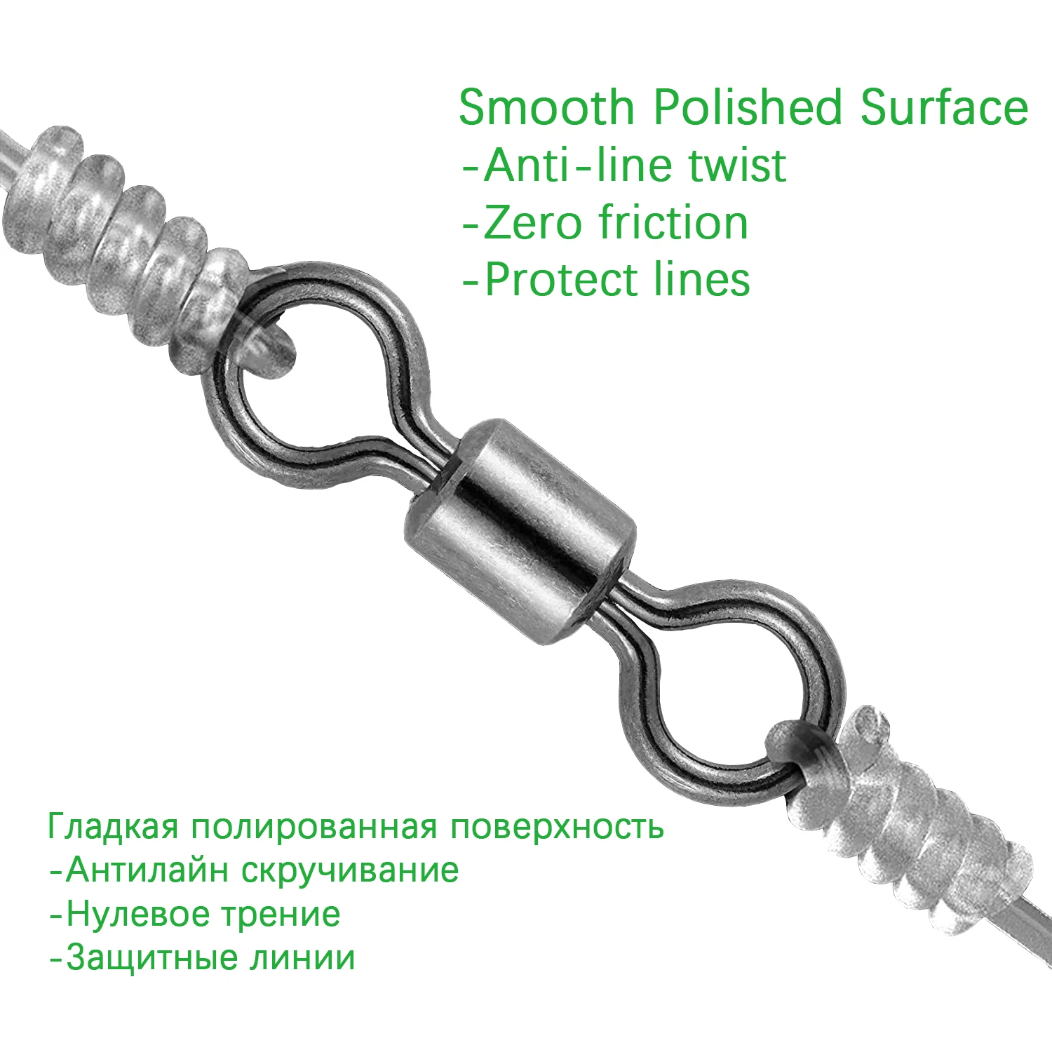 DNDYUJU 100 Uds. Giratorios de pesca giratorios anillos de acero inoxidable sólido anzuelos conector de señuelo para accesorios de pesca - imagen 5