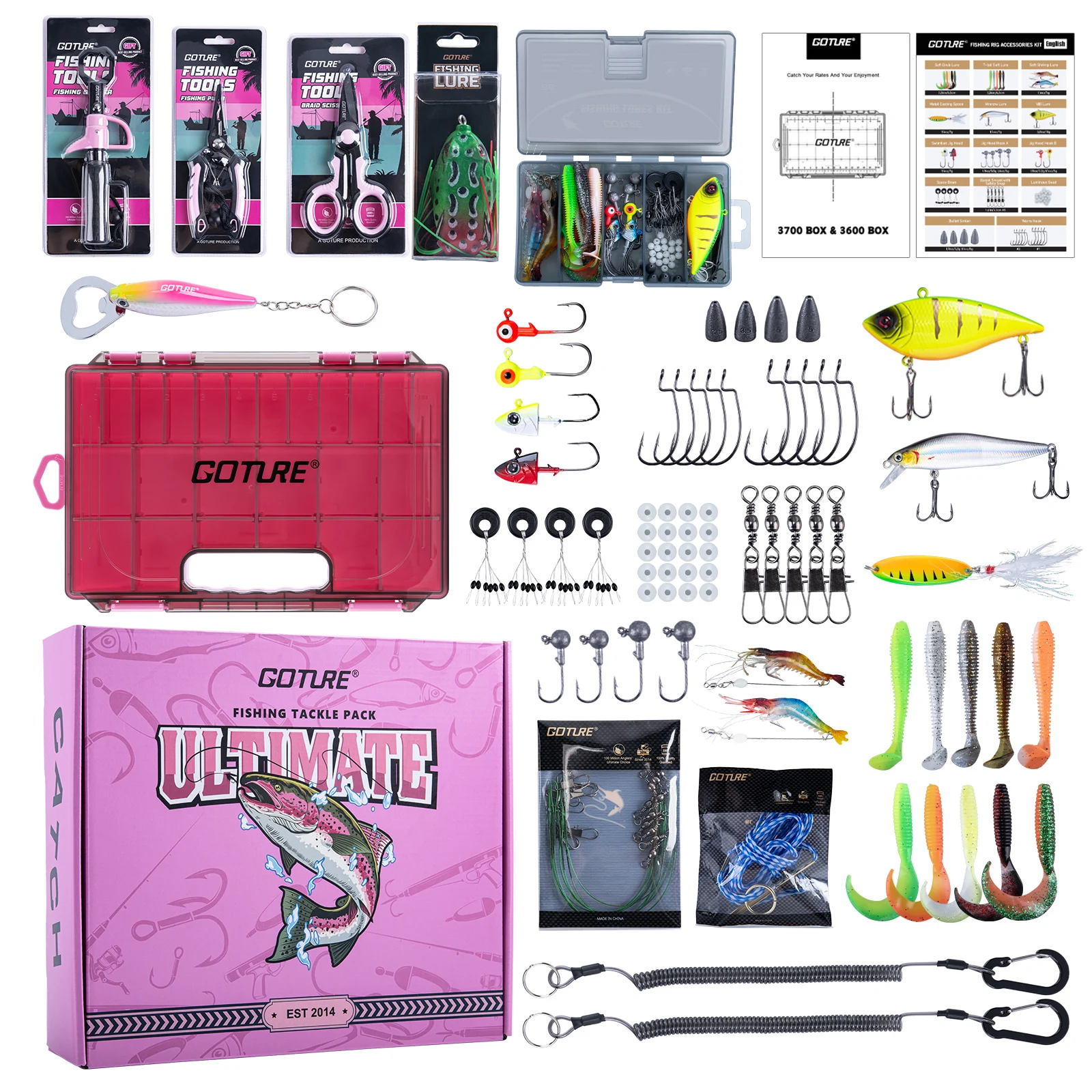 Goture Accesorios de pesca Juego de herramientas Tijeras cebo de pescado Kit combinado de agarre de pescado Regalos para hombres y mujeres, Envío rápido