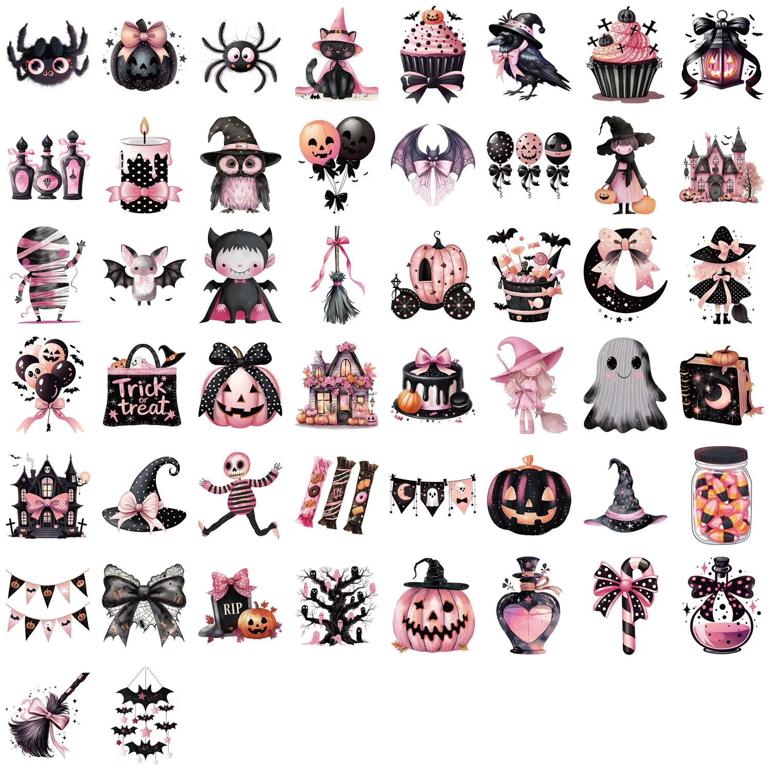 Pegatinas Halloween rosa y negro para móvil y guitarra - imagen 5
