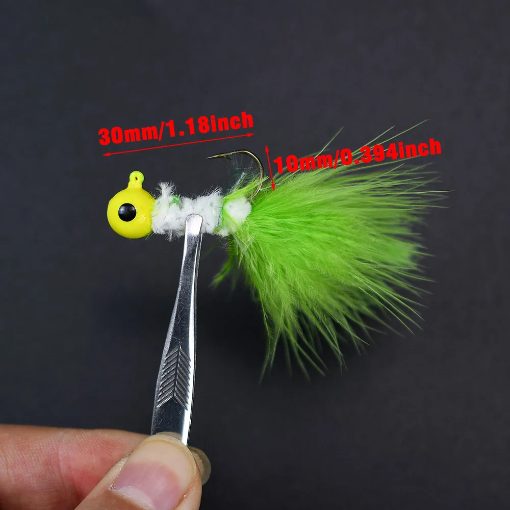 6 uds señuelo de pesca pluma Metal Jig Head gancho pesca tipo de pez marabú señuelo para Walleye Panfish Sunfish Bluegill perca cebos - imagen 3