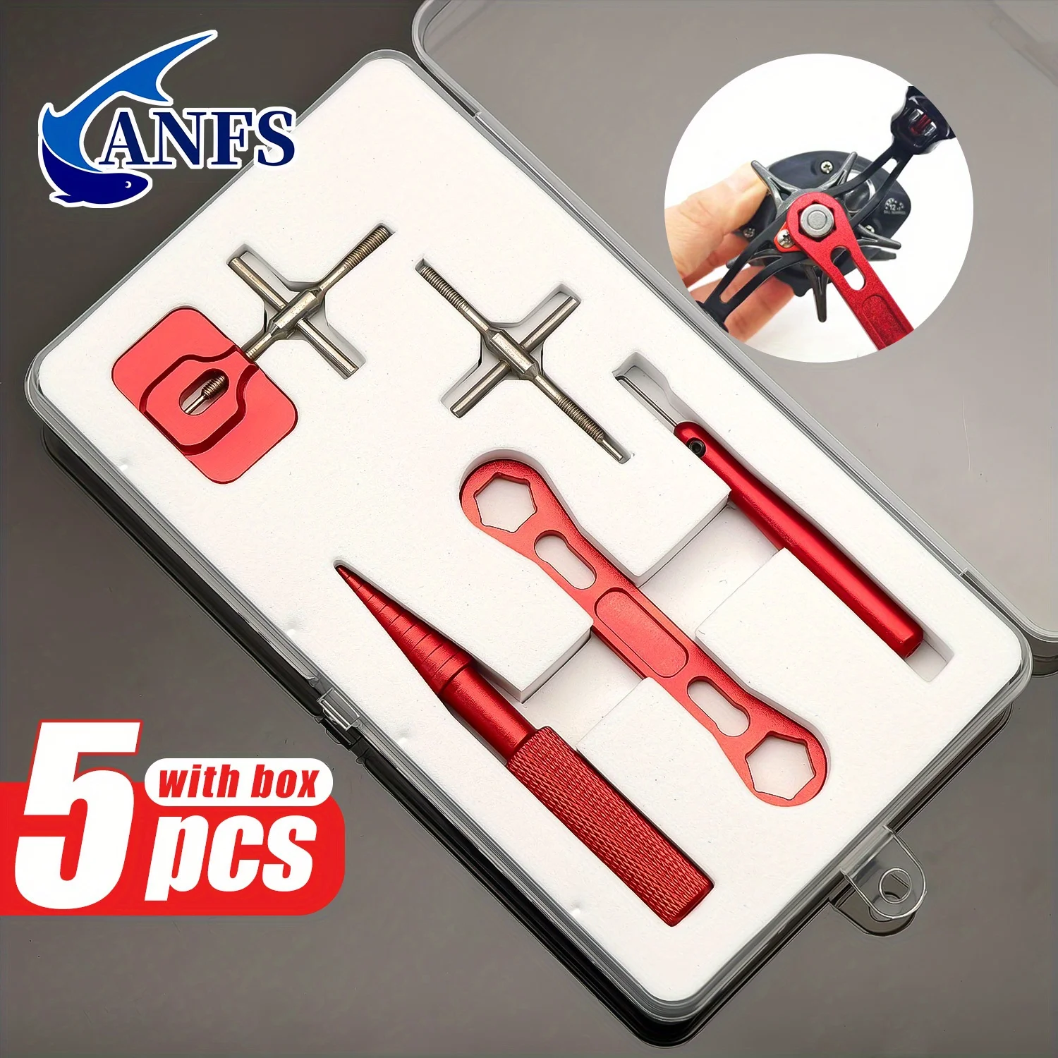 ANFS Kit de herramientas de reparación de carretes de pesca, 5 piezas Kit de herramientas de rodamiento de carrete de pesca Kit removedor de cojinetes de carrete Herramientas de uso DIY - imagen 3