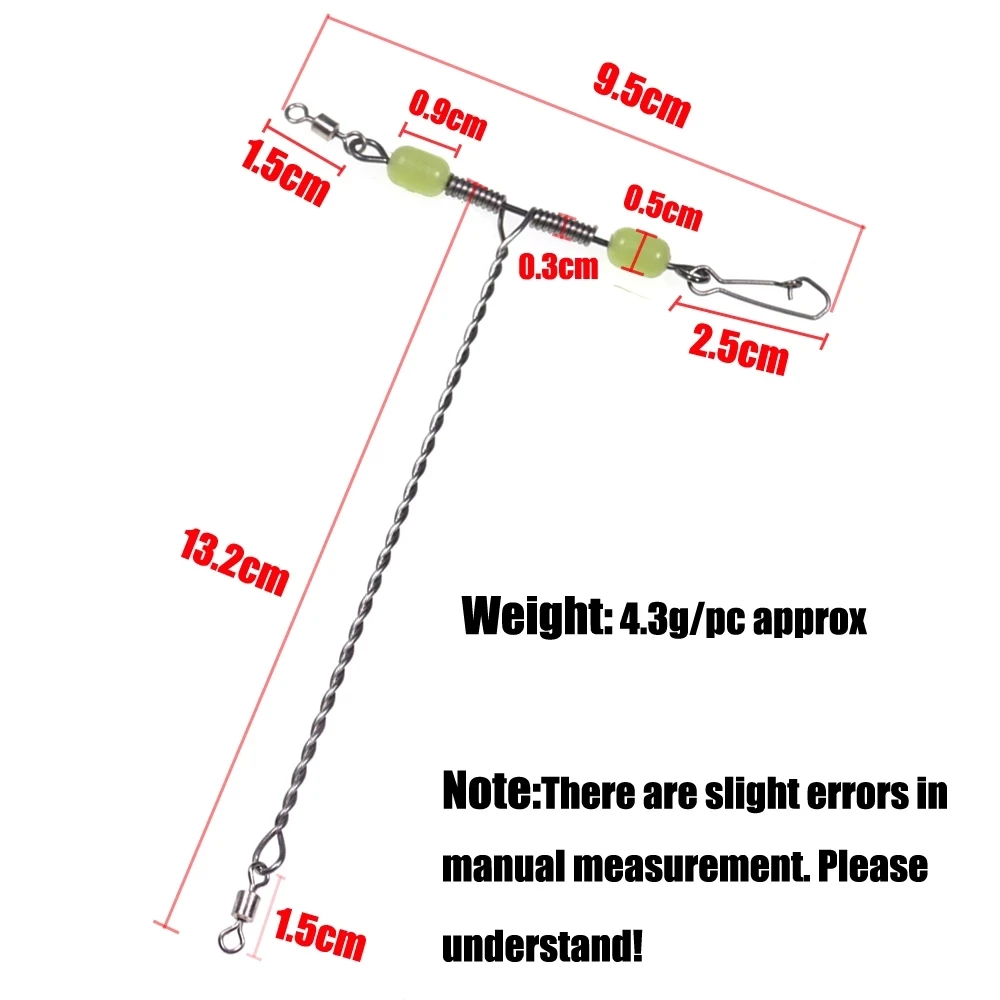 WIFREO 100 Uds aparejos de equilibrio de pesca en el océano forma de T aparejos de pesca brazos de alambre con cuentas rama equilibrio accesorios de aparejos de pesca 5-15CM - imagen 2
