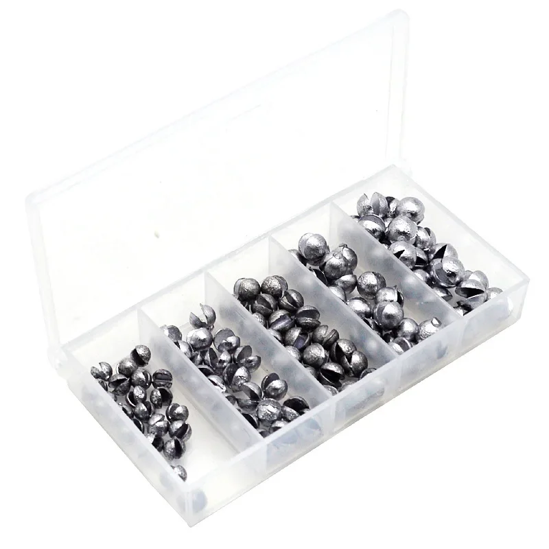 100 unids/caja de pesca clip de apertura bifurcado redondo accesorios de pesca de plomo 0,3G-2G - imagen 4