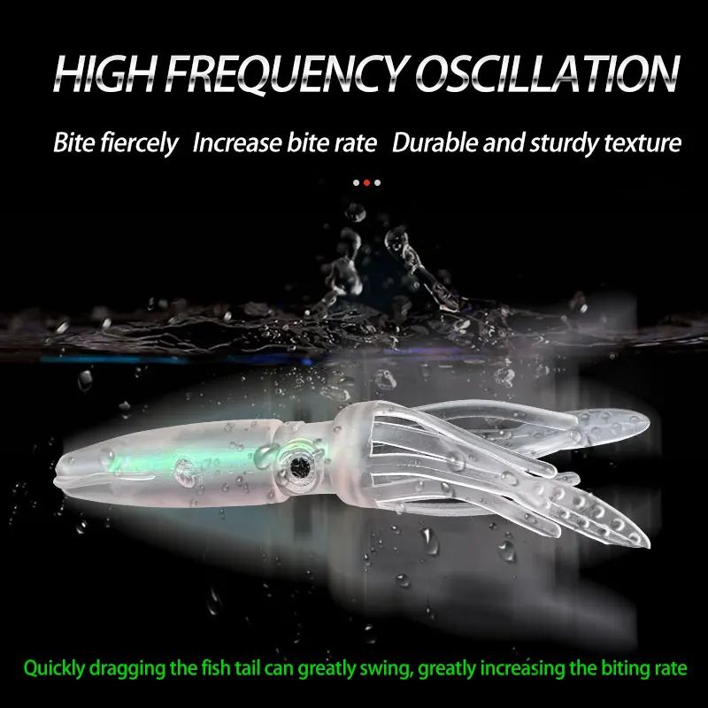 Falda de calamar de pulpo de 3 piezas, señuelo de pesca suave, gusano de sábalo de goma brillante, Swimbait de silicona Artificial - imagen 5