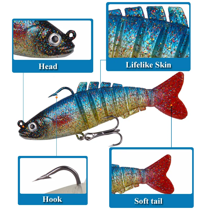 Señuelo suave multiarticulado con anzuelo de pesca, cebo falso de silicona de simulación, productos de equipo de pesca, 9cm, 17,5g, nuevo - imagen 5