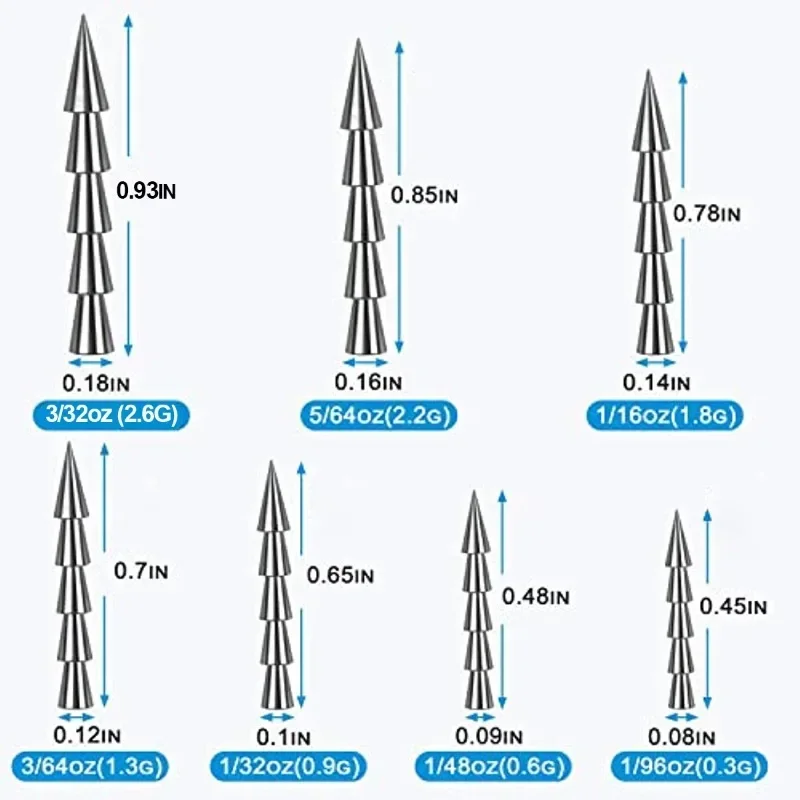Juego de pesas de tungsteno para pesca de lubina, Kit de manicura para gusano, 7 piezas - imagen 2