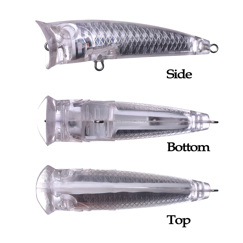 Chan'sHuang 20 piezas cebo en blanco sin pintar 7,5 cm 9,5g sonajeros flotante holográfico Popper DIY señuelo de pesca Artificial hecho a mano - imagen 3