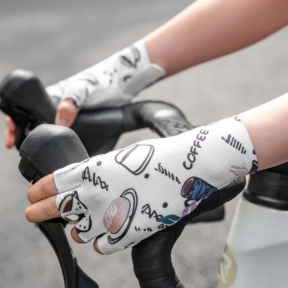 Guantes de bicicleta acolchados de Gel para mujer, transpirables, absorbentes de golpes, medio dedo, resistentes al desgaste, antideslizantes - imagen 5