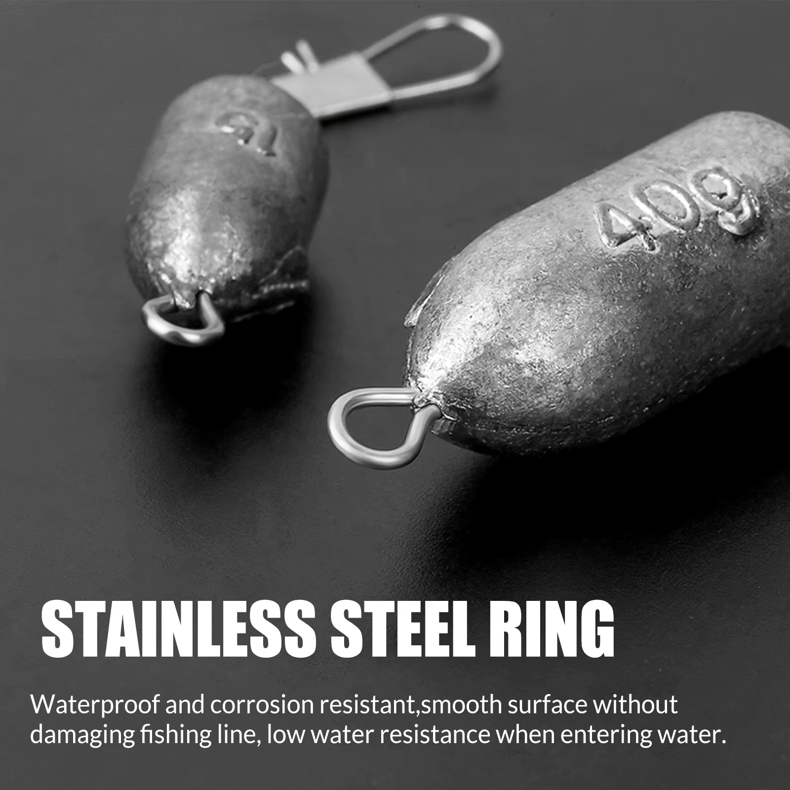 Plomo de peso de pesca de 9KM con conectores a presión de enclavamiento, pesas de bala de plomo de pesca de 5g-40g para pesca de lubina en agua salada - imagen 4