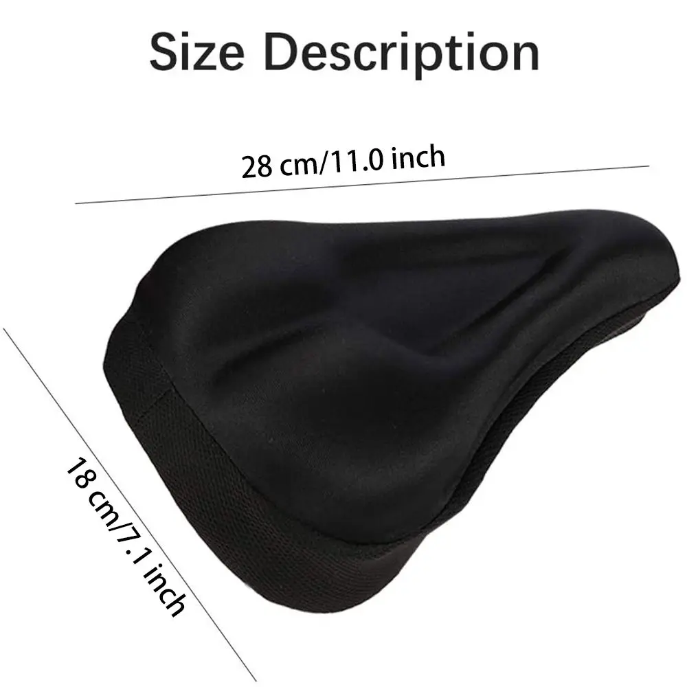 Una cubierta de asiento de bicicleta negra con dimensiones de 28 cm/11
