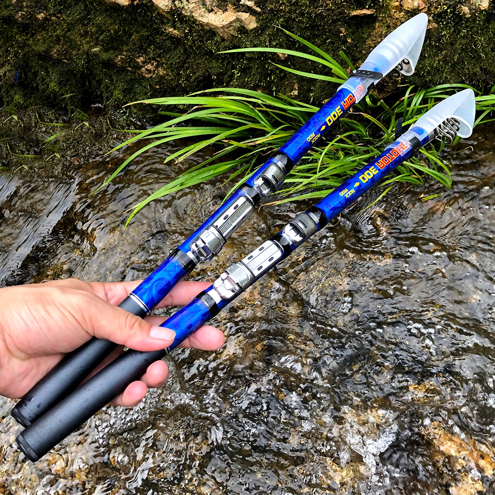 Caña de pescar telescópica portátil, alimentador giratorio de carpa, fibra de carbono dura, bote de viaje, equipo de pesca de trucha, 1,5 m-3,0 m - imagen 5