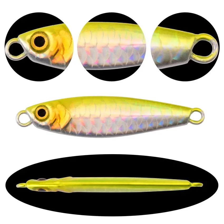 5 unids/lote plantilla de Metal señuelo de pesca 10g patrón de escamas de pescado Artificial Trolling cuchara dura cebo trucha lubina aparejos de señuelo de pesca - imagen 3