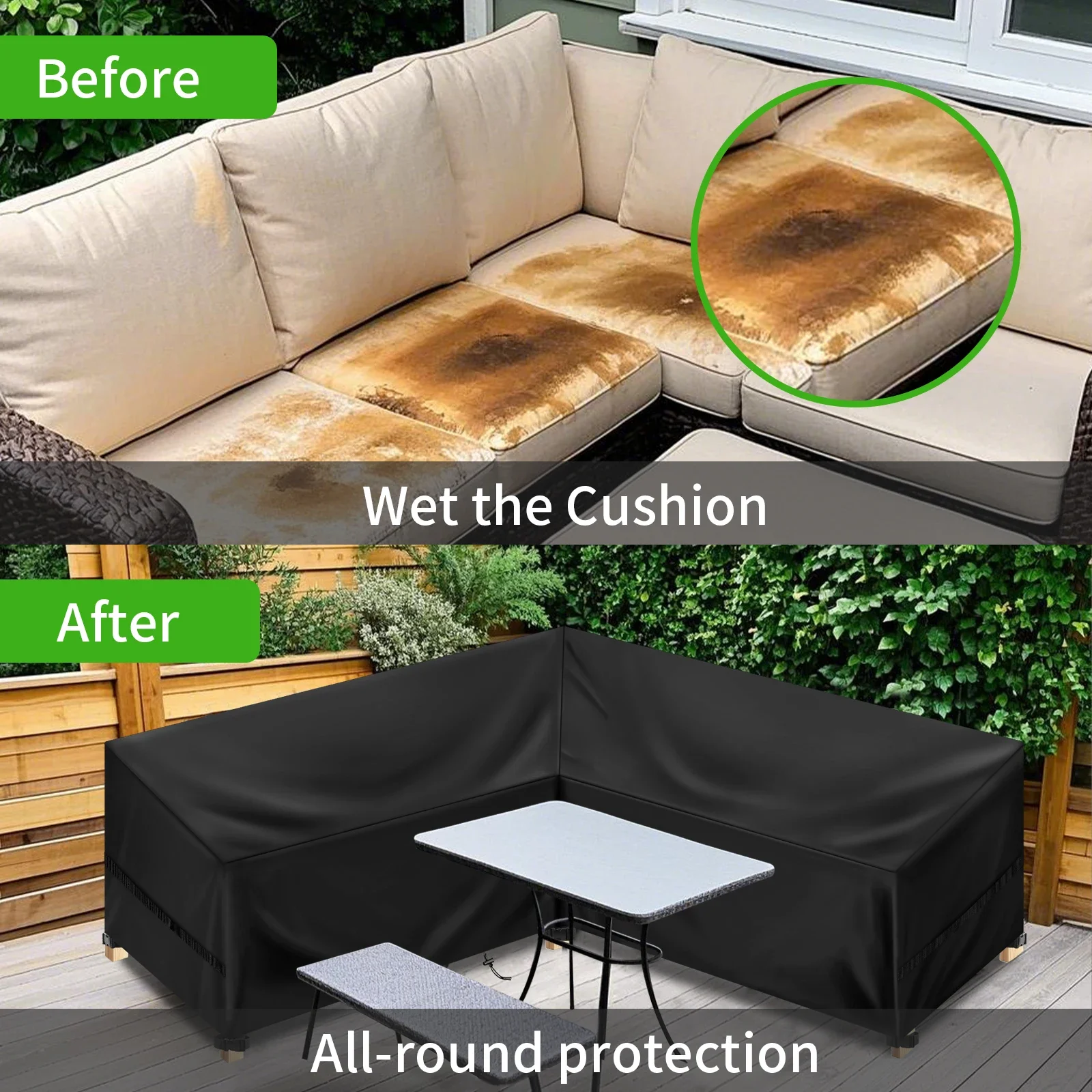 Funda impermeable para sofá de jardín en L – Protección exterior - imagen 4