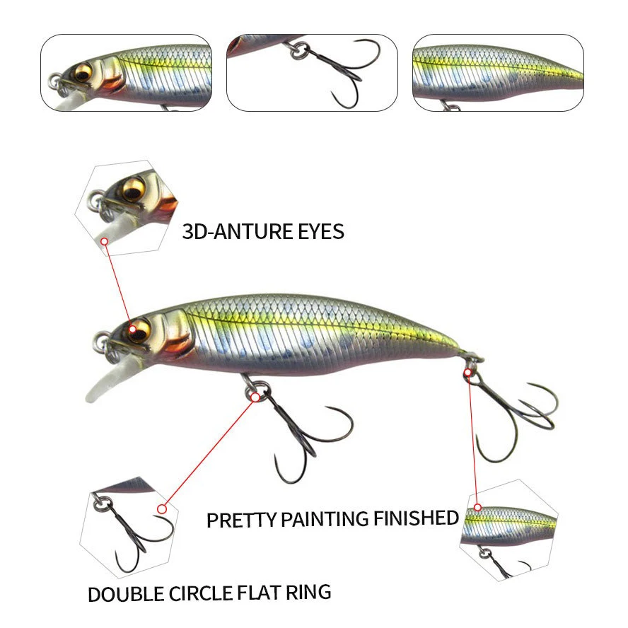 Afundando Minnow 50mm 3,5g Jerkbait para lubina y trucha - imagen 3