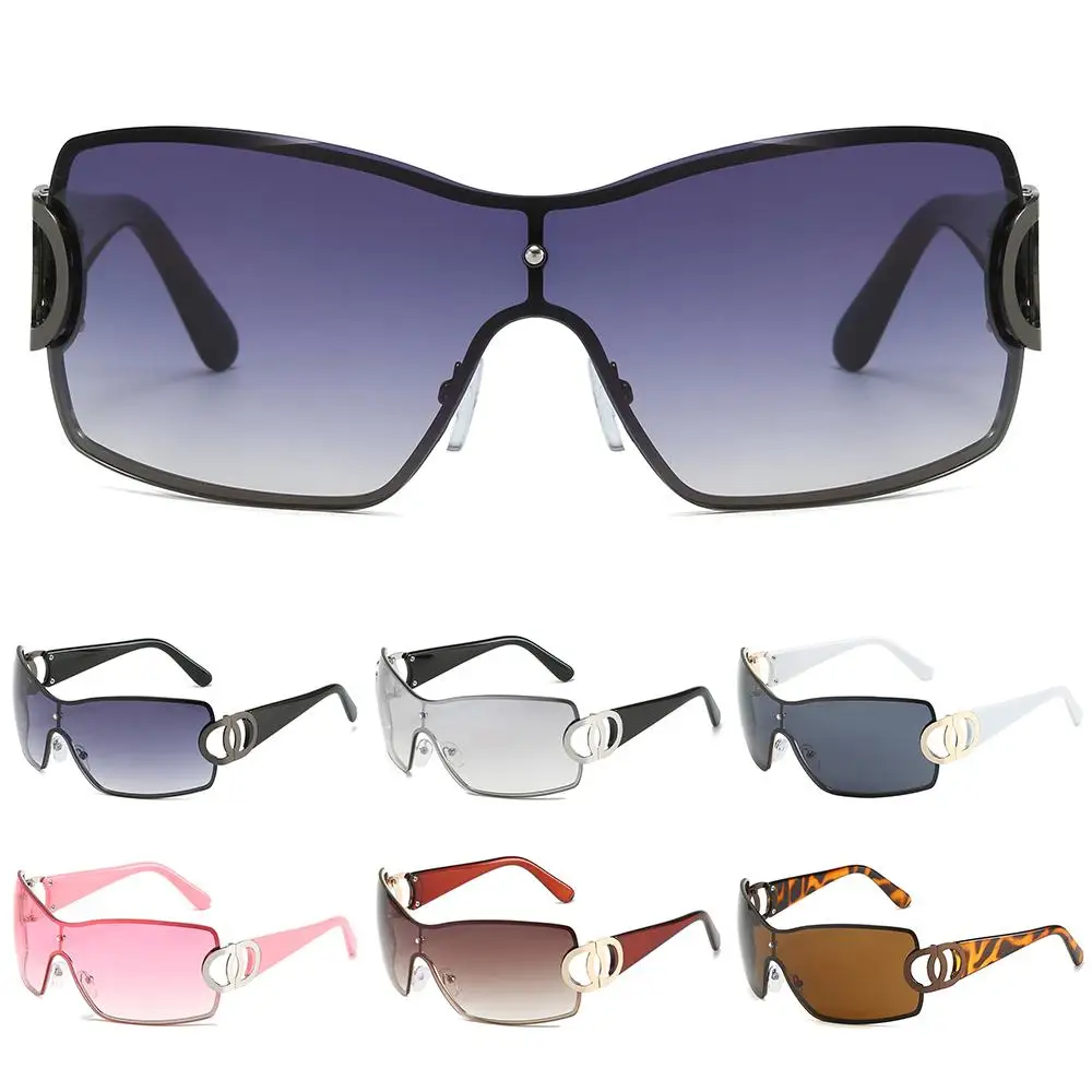 Gafas de sol retro para hombre con lentes degradados envolventes para mujer Y2K Gafas de sol futuristas - imagen 4