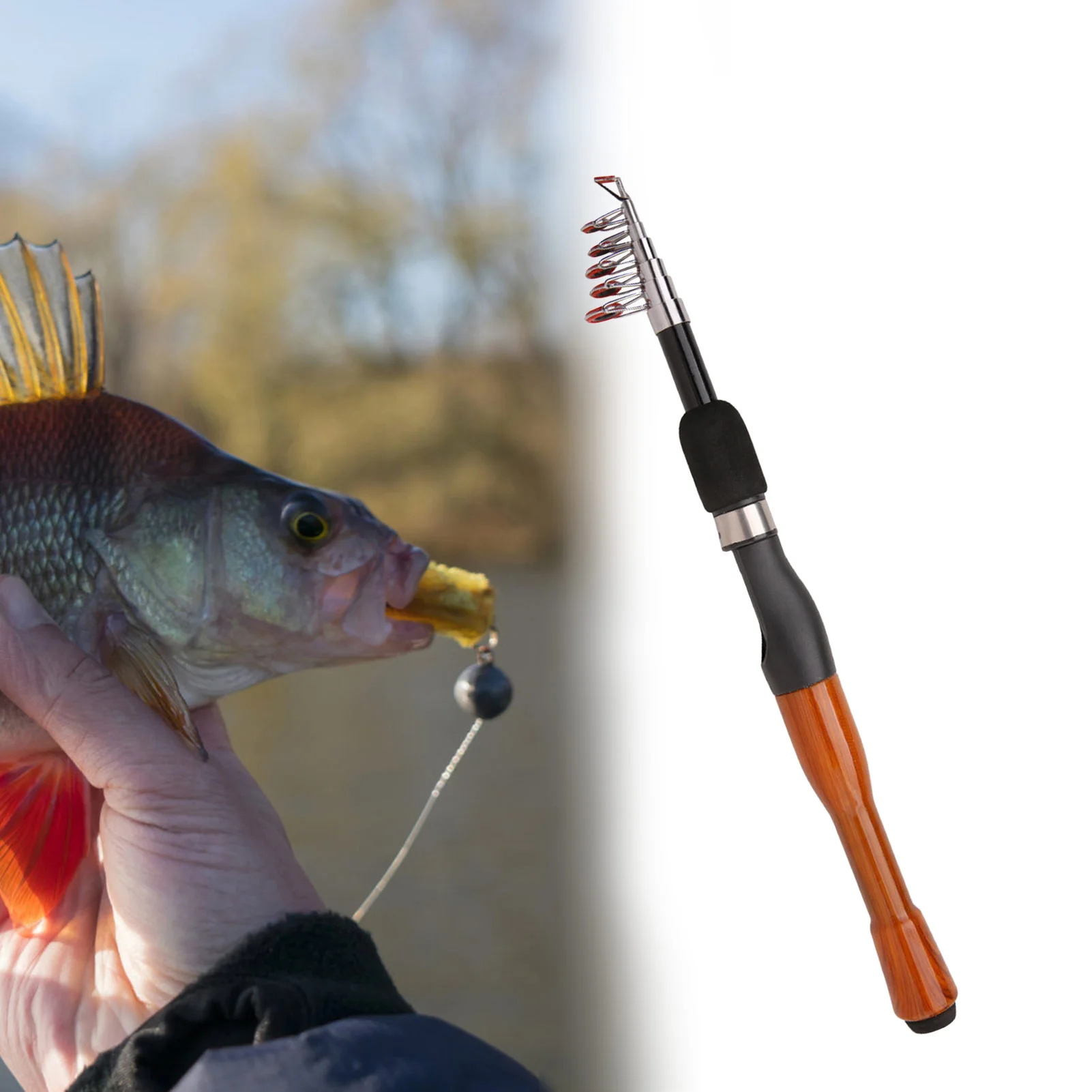 Caña de pescar telescópica portátil, caña de mano ultracorta de 1,3-1,8 m, caña de pescar especializada de fibra de vidrio duradera para pesca en hielo, engranajes para peces - imagen 3