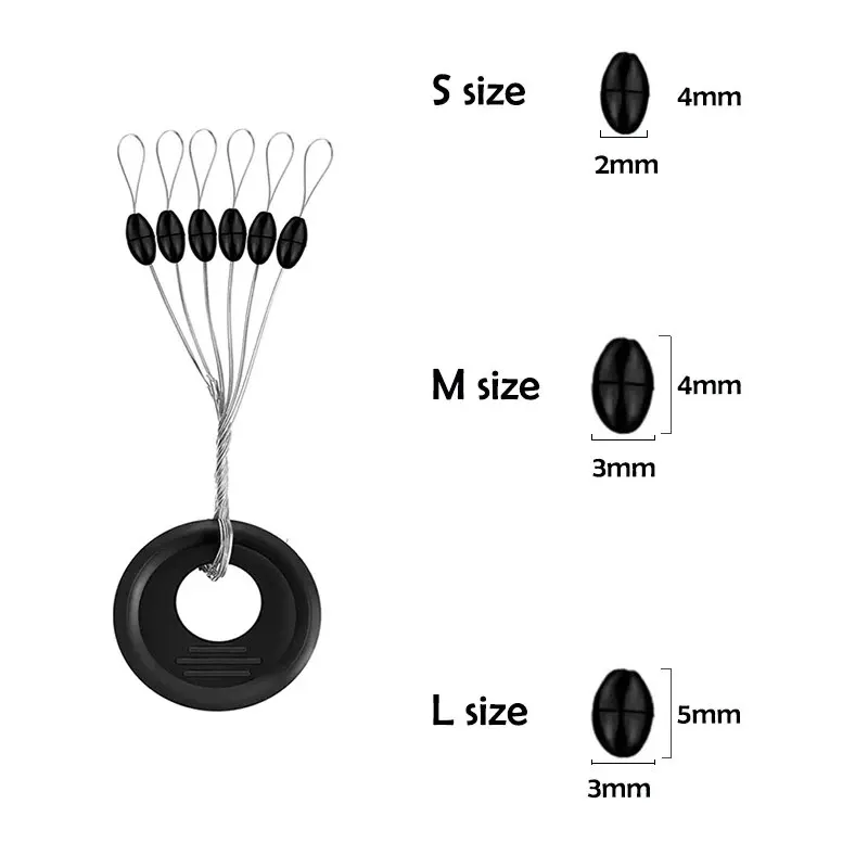 600 Uds 100 grupo conjunto de frijoles espaciales de goma tapón ovalado pesca Bobber para accesorios de pesca con mosca Spinner cebo herramienta para peces - imagen 2