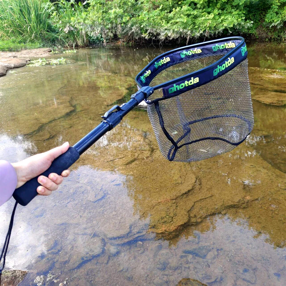GHOTDA-red de pesca de aterrizaje, poste telescópico plegable, mango de EVA, fácil captura y liberación, accesorios de pesca de mar para carpa de agua dulce