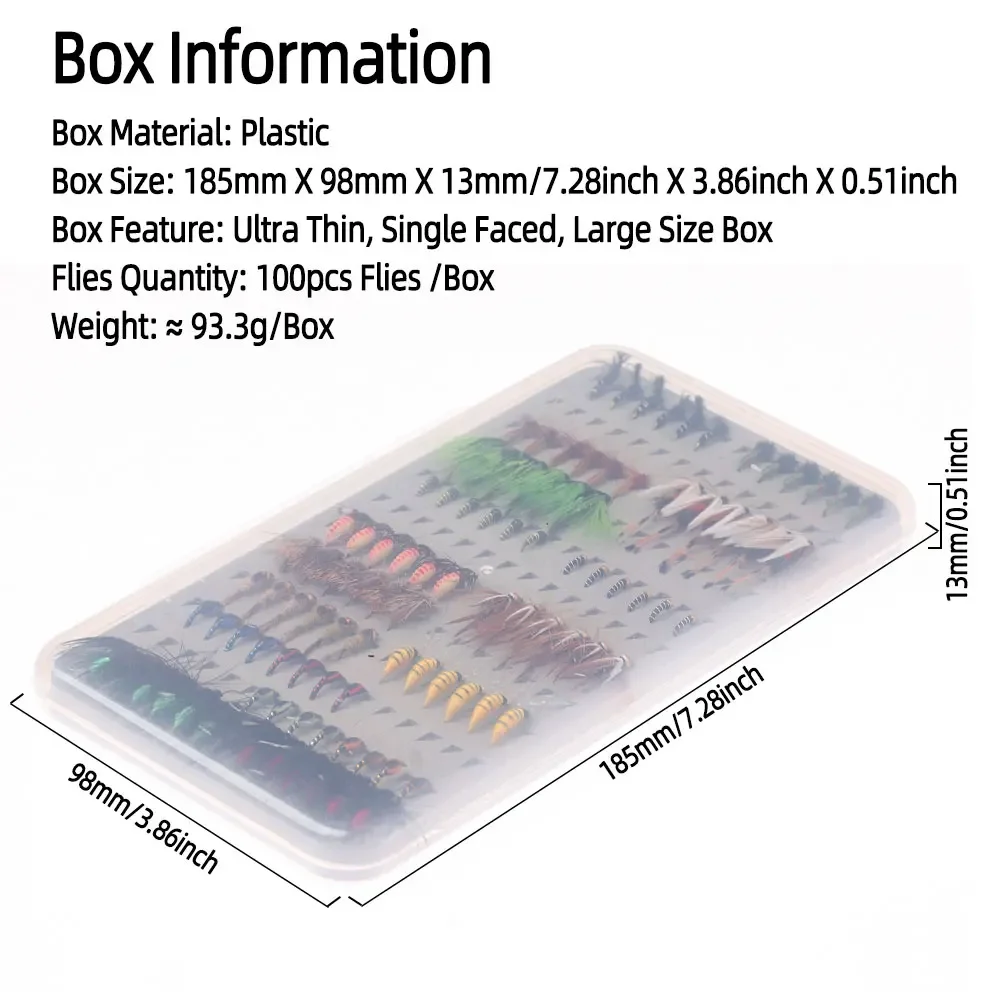 Bimoo 100 Uds surtido Kit de Señuelos de Pesca con mosca pelo de alce húmedo seco Caddis Royal Wulff princesa Ninfa Scuds epoxi Midge trucha cebos para peces - imagen 4