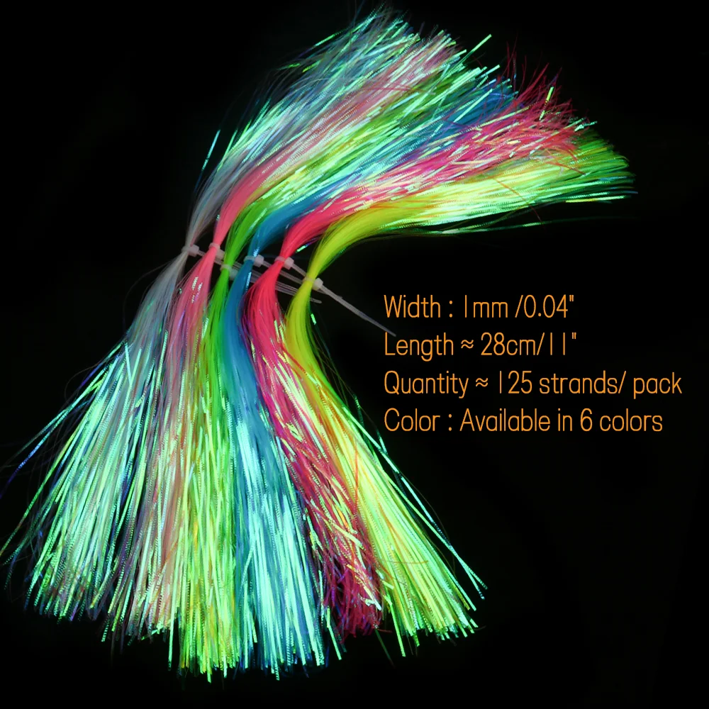 Hebras de Flash corrugado gliss N Glow iridiscente, materiales de atado de moscas de oropel para Minnow Streamer, cebo de señuelo de pesca, 2 paquetes - imagen 5