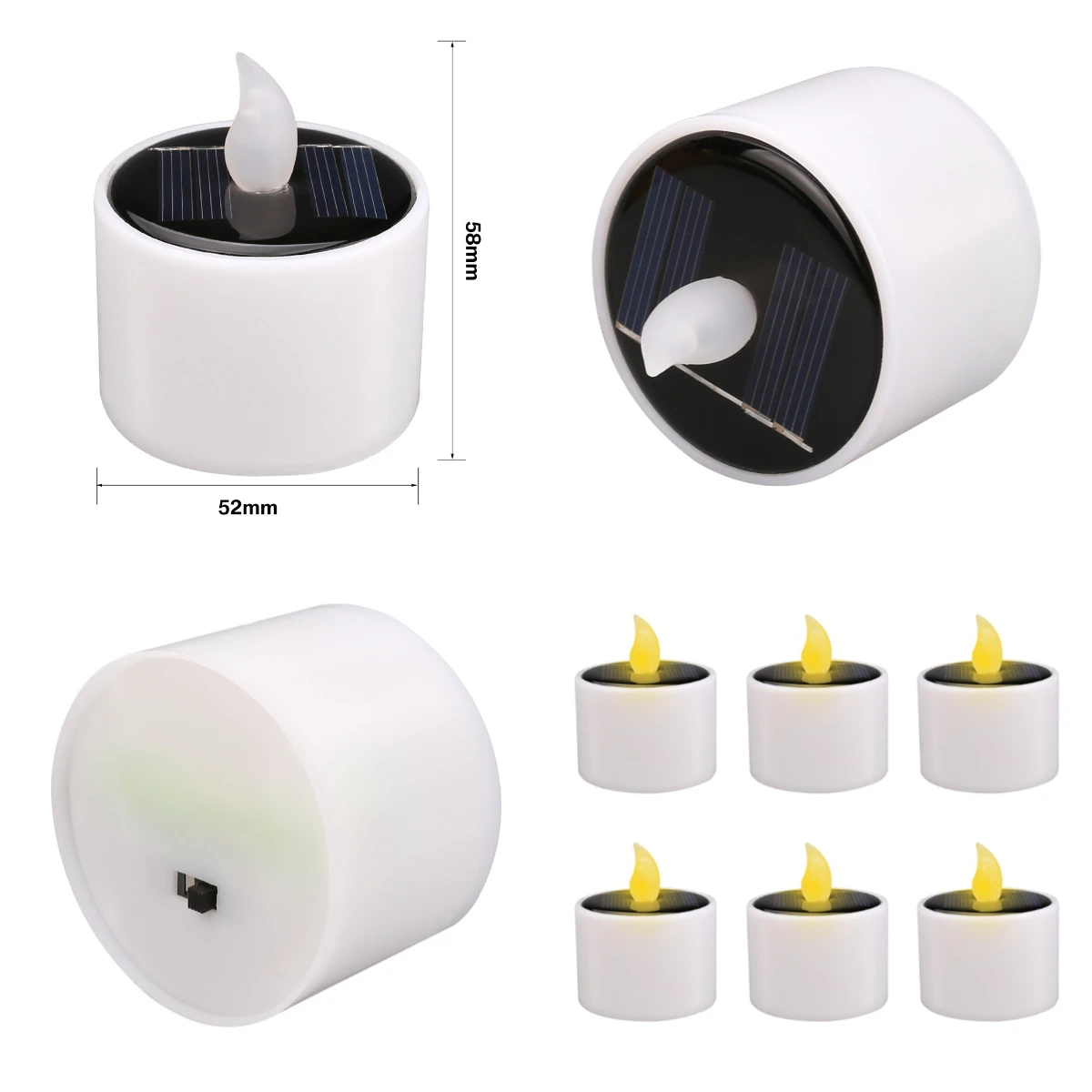 Velas Led solares de té sin llama para exteriores, luces de té solares impermeables, velas recargables para fiesta, jardín, decoración del hogar, 12 Uds. - imagen 3