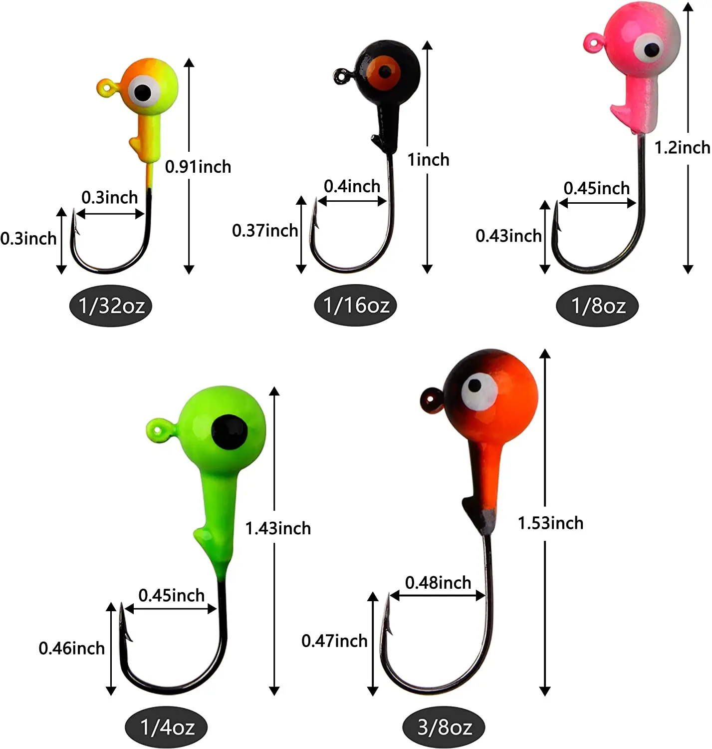130 uds/69 uds/60 uds/43 Uds anzuelo con cabeza de plantilla de manivela plantillas de bola redonda anzuelo de pesca cabeza plantilla señuelo cebo duro anzuelos de gusano para pesca - imagen 2