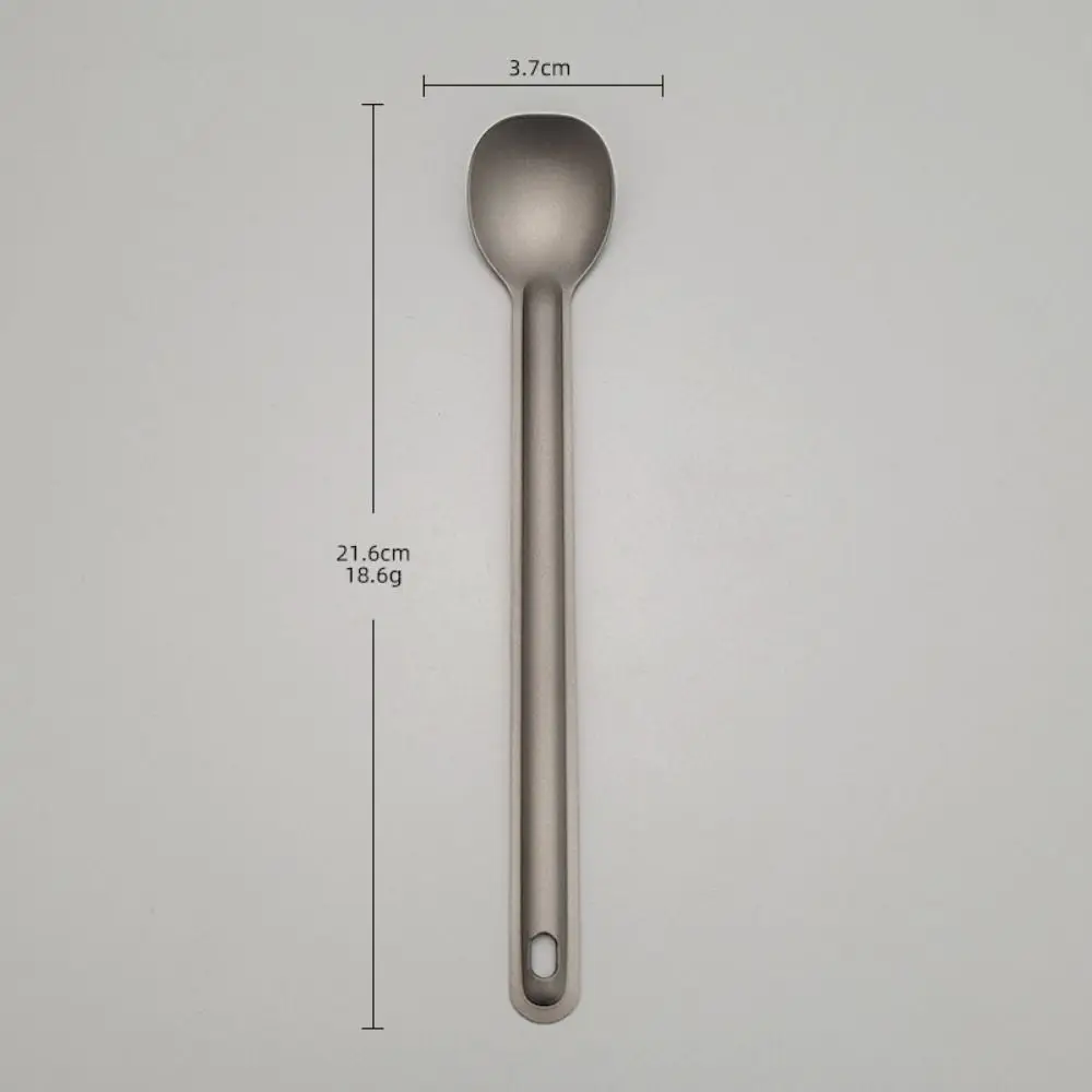Palillos de titanio portátiles para acampar, cuchara de postre para revolver café, antideslizante, con mango largo, peso ligero - imagen 4