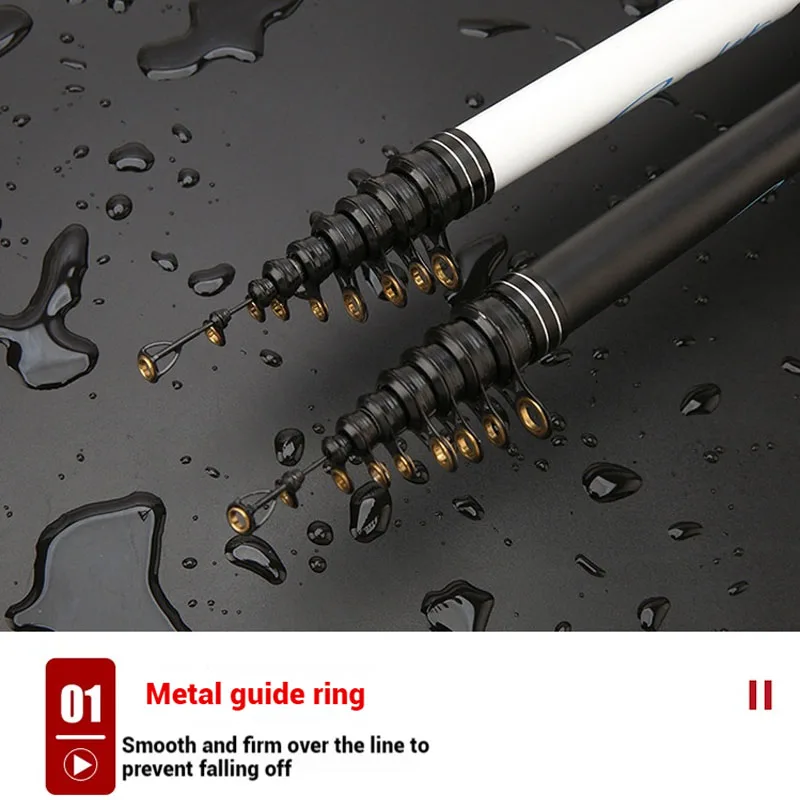 Caña de pescar telescópica de fibra de carbono, caña de pescar ultraligera en roca, alimentador de carpa, caña de pescar Tenkara de 2,7 a 6,3 m, vara de pesca - imagen 4