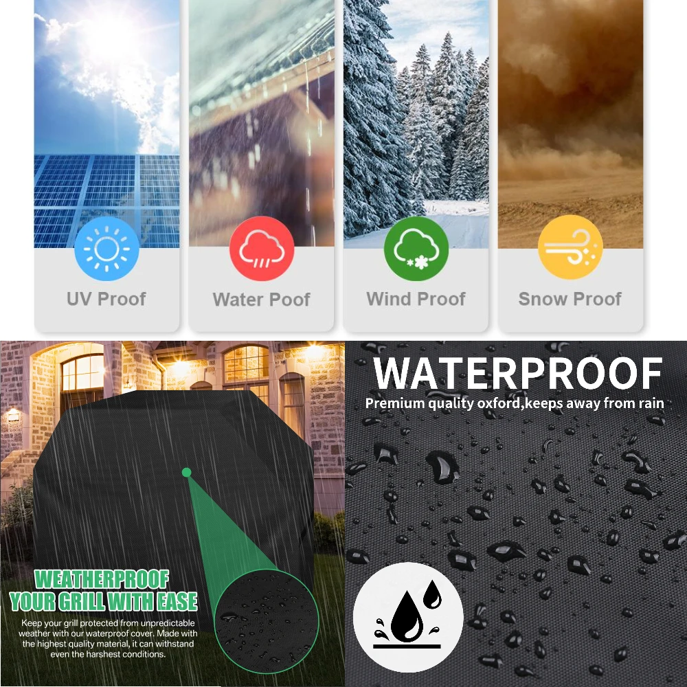 Cubierta para barbacoa al aire libre, impermeable, Weber, cubierta para parrilla resistente, protección contra la lluvia, cubierta para parrilla de carbón para barbacoa resistente al aire libre - imagen 4