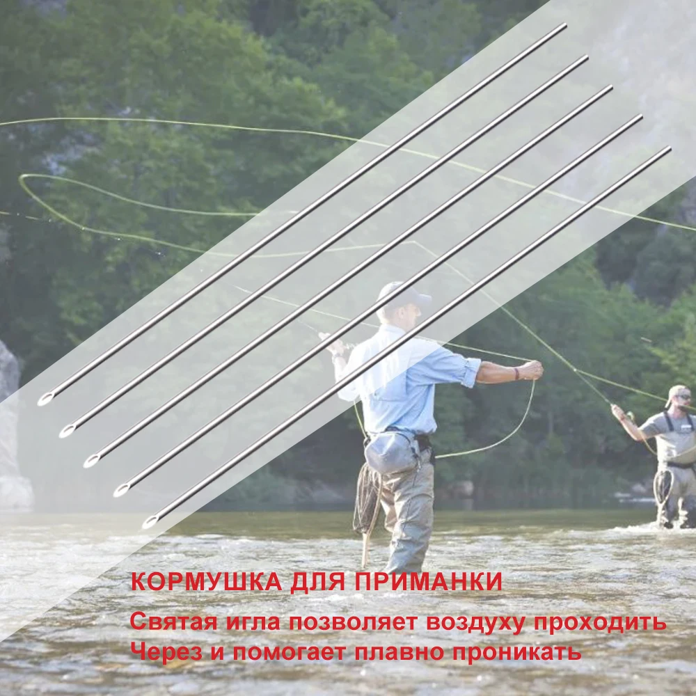 FTK 5 uds aguja de enganche de lombriz de tierra aguja de Gas hueca de acero inoxidable herramientas de pesca aguja de enganche de lombriz rápida - imagen 5