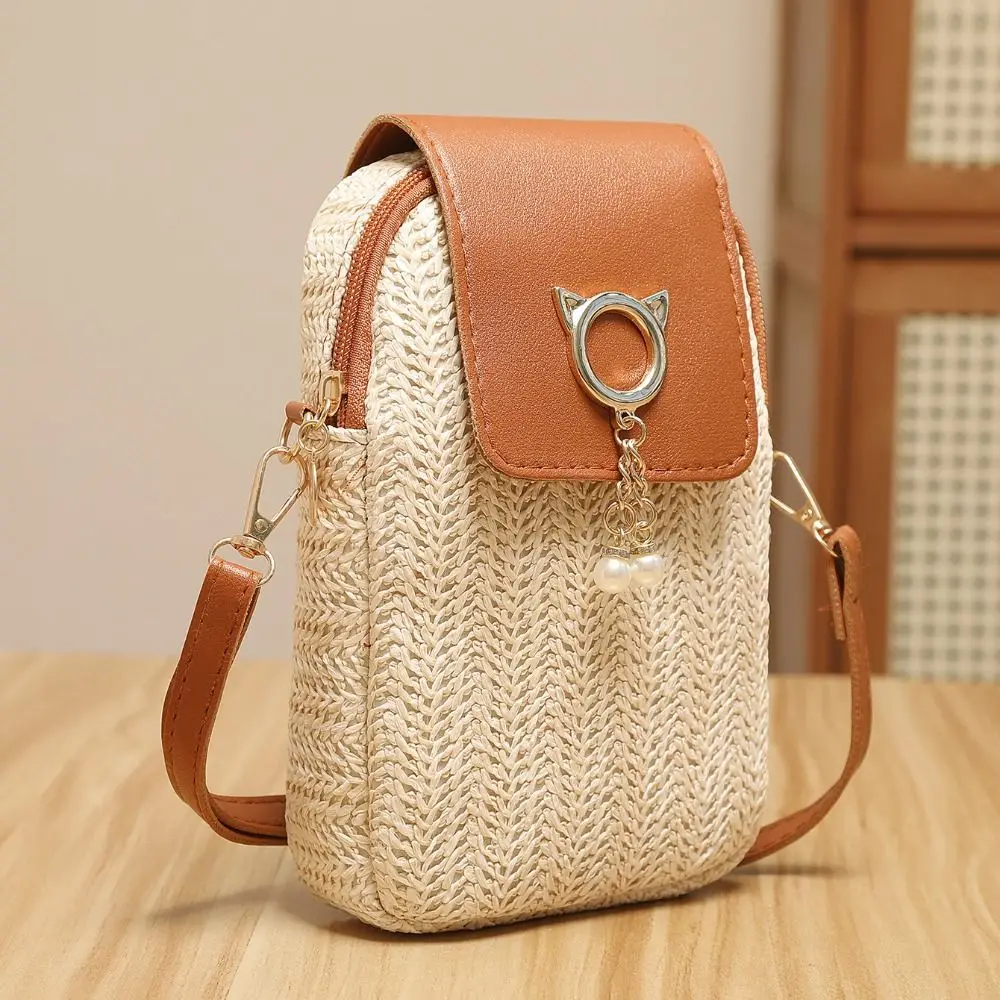 Nuevo bolso cruzado trenzado para mujer, bolso informal de estilo callejero para mujer, cesta de playa, Mini bolso de hombro tejido - imagen 2