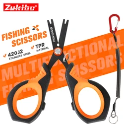 Zukibo Tijeras de Pesca 420J2 Titanio – Agarre antideslizante trenzado