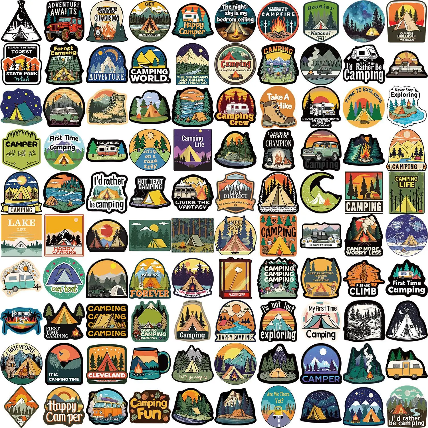 Pegatinas impermeables camping para maleta y portátil - imagen 4