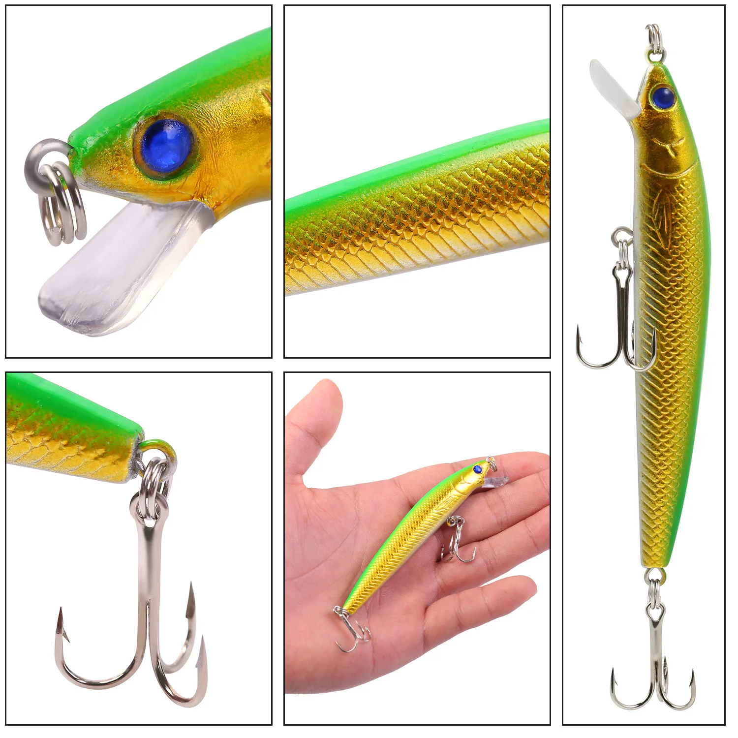 Sougayilang-señuelo de pesca de pececillos, cebo duro CrankBait realista para agua dulce y salada, aparejos de pesca de carpa, 10 piezas - imagen 2