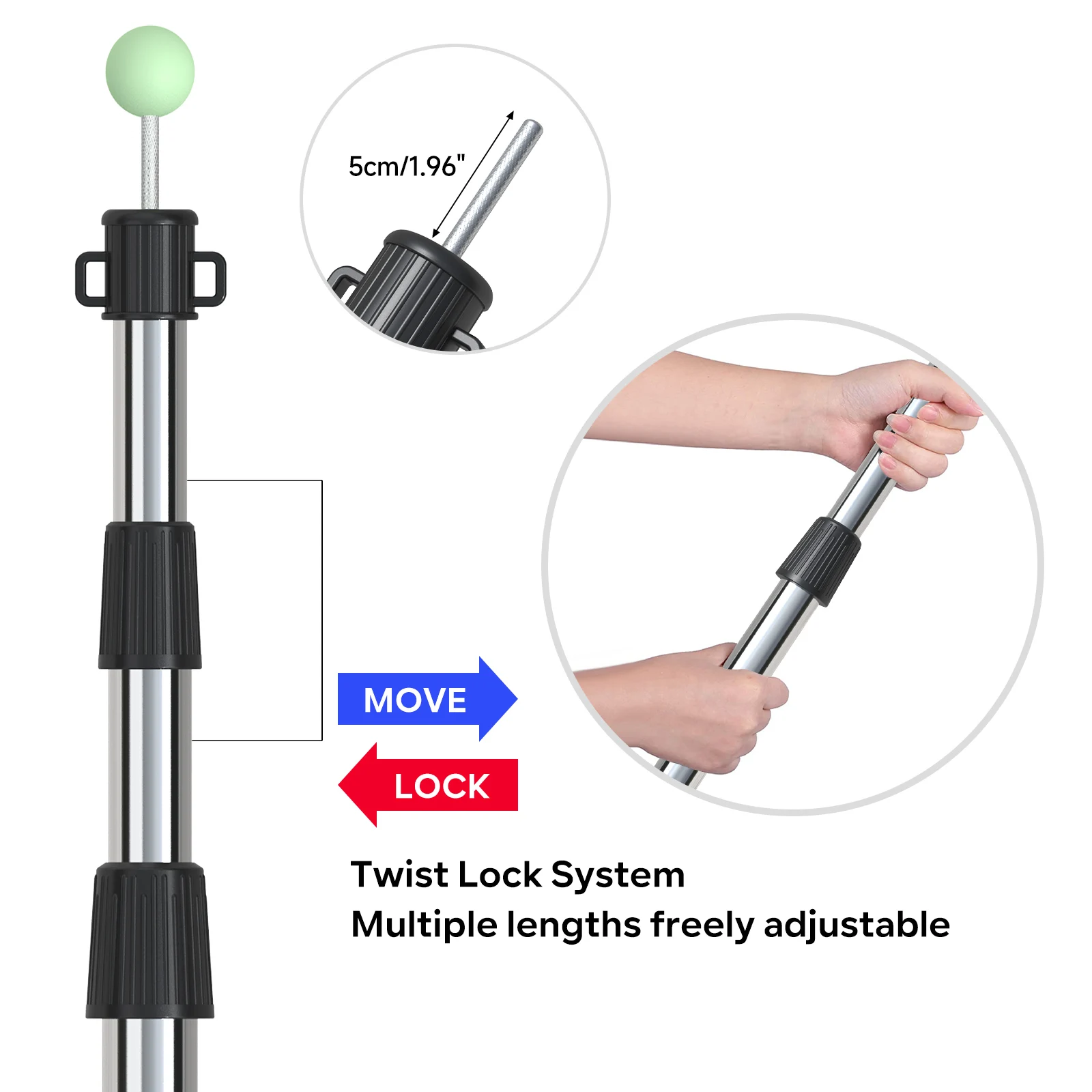 SANLIKE 2,2 m 2 uds postes de lona ajustables de acero inoxidable ligero duradero anticorrosión para tienda de campaña con lona Camping al aire libre - imagen 4